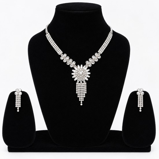 Elegant Crystal Necklace & Earrings Jewellery Set