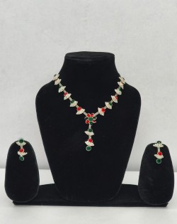 Royal Red Green Stone Jewellery Set
