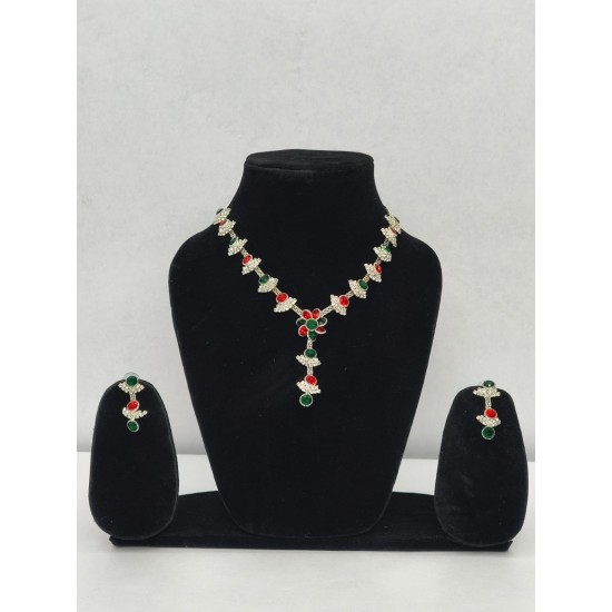 Royal Red Green Stone Jewellery Set