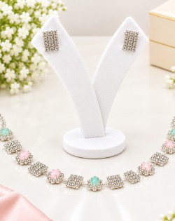 Elegant Pastel Crystal Necklace & Earring Set