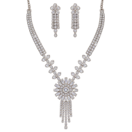 Silver Crystal Statement Necklace Set