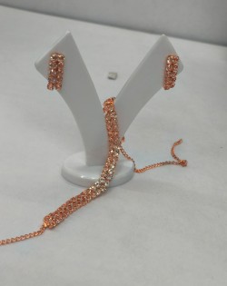 Rose Gold Crystal Choker Necklace & Earrings Set
