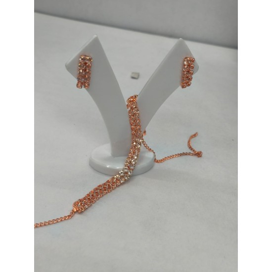 Rose Gold Crystal Choker Necklace & Earrings Set