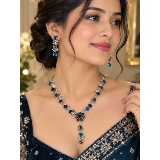 Multicolor Stone Necklace Set for Women