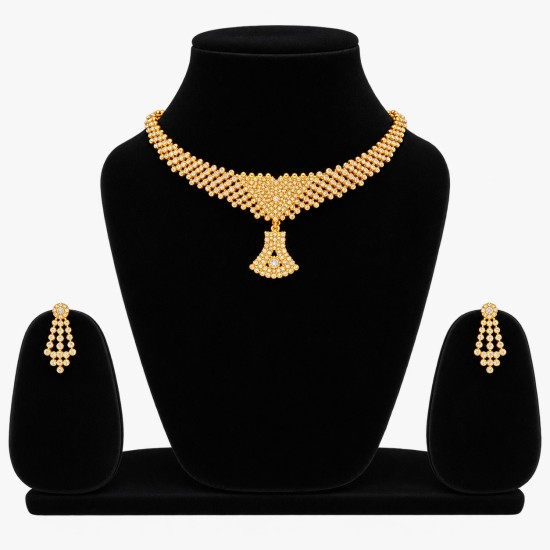 Classic Golden Beaded Choker Set