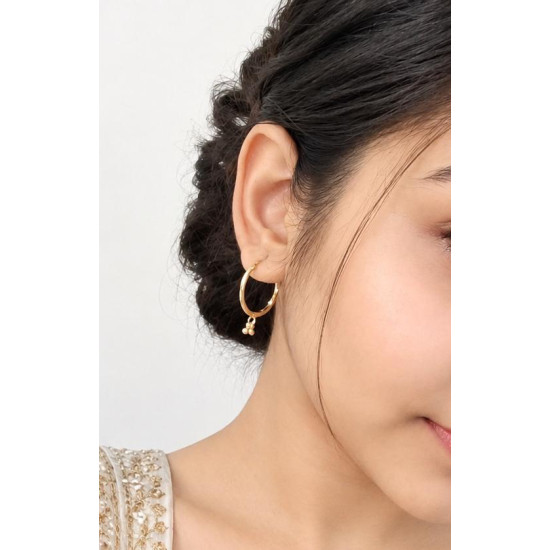 Elegant Gold Hoop Earrings with Floral Bead Detailing
