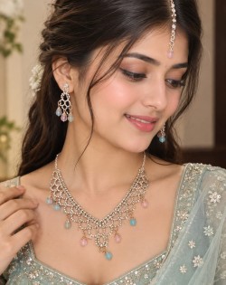 Pastel Multicolor Crystal Necklace Set