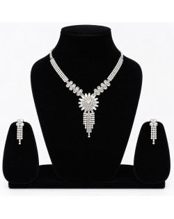 Elegant Crystal Necklace & Earrings Jewellery Set