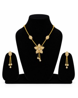 Elegant Floral Gold-Tone Necklace & Earrings Jewellery Set