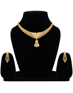 Golden Crystal Choker Necklace & Earrings Set