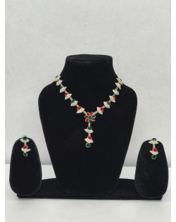 Royal Red Green Stone Jewellery Set