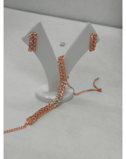 Rose Gold Crystal Choker Necklace & Earrings Set