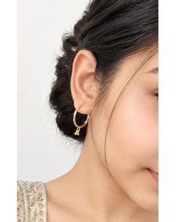 Elegant Gold Hoop Earrings with Floral Bead Detailing