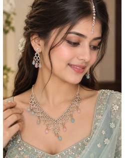Pastel Multicolor Crystal Necklace Set